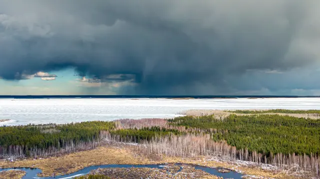 Storm rolling in over Pinehouse Lake